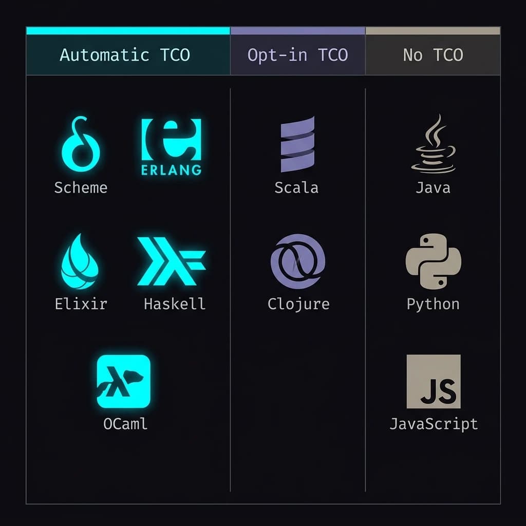 Language support spectrum — automatic, opt-in, and no TCO