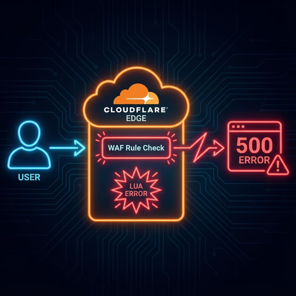 Diagram showing User to Cloudflare Edge to Lua Error