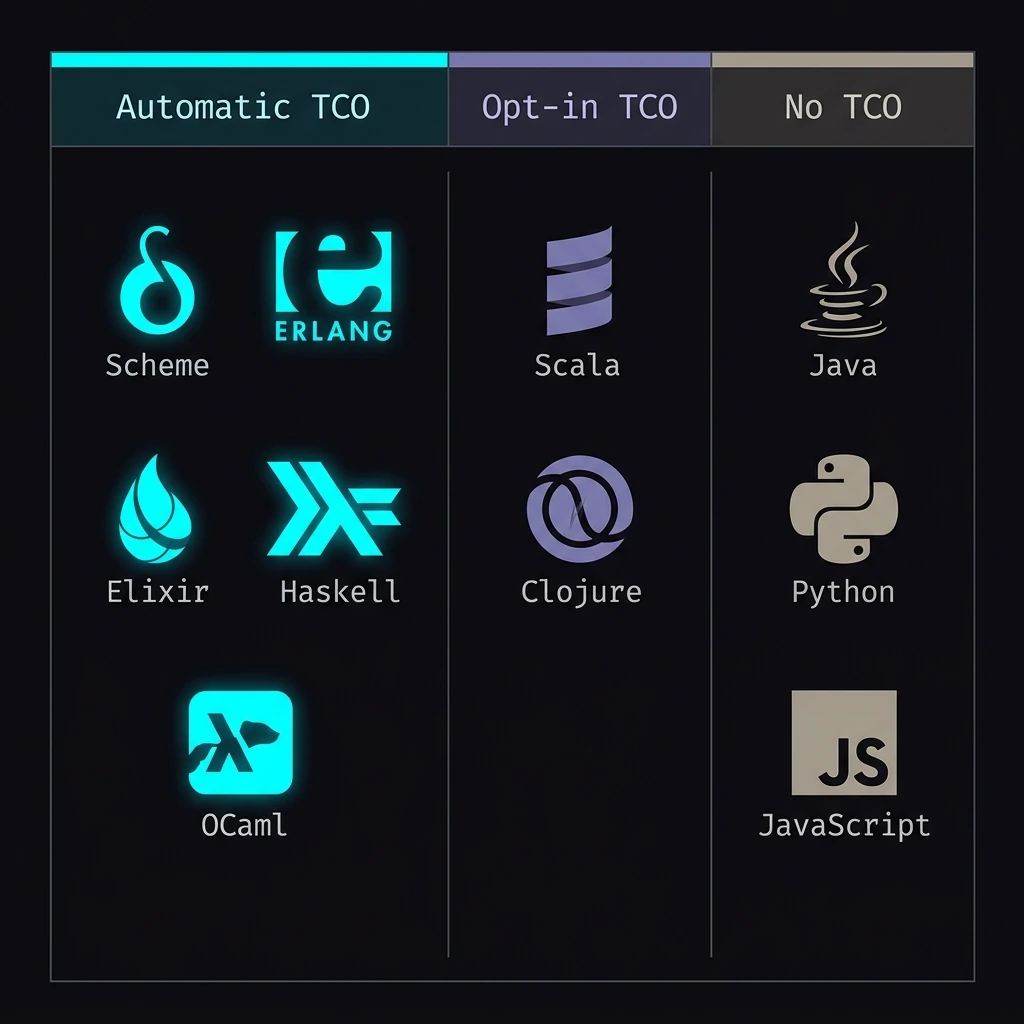 Language support spectrum — automatic, opt-in, and no TCO