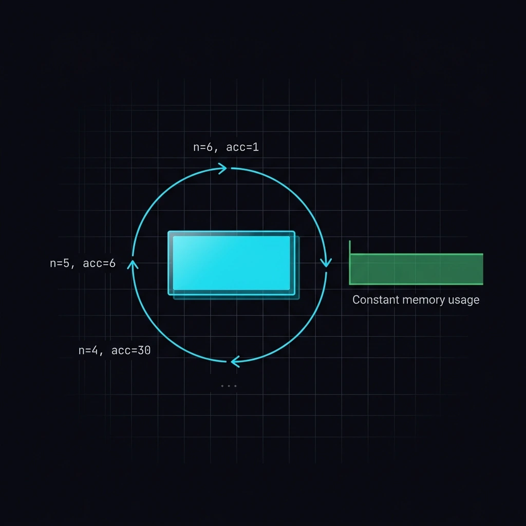TCO reusing a single stack frame with a recycling loop